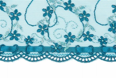 Blue lace with pattern in the manner of colour on white background Stock Photo - Budget Royalty-Free & Subscription, Code: 400-04836919