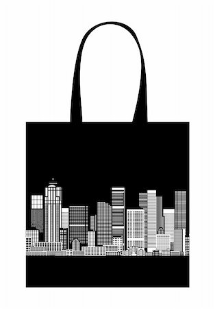 simsearch:400-04671558,k - Cityscape, shopping bag design, urban art Foto de stock - Super Valor sin royalties y Suscripción, Código: 400-04837181