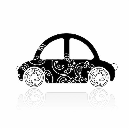 simsearch:400-04837197,k - Black car with floral ornament for your design Stock Photo - Budget Royalty-Free & Subscription, Code: 400-04837194