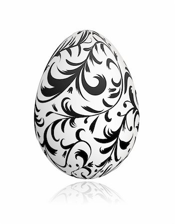 simsearch:400-04837197,k - Easter egg white with floral ornament for your design Stock Photo - Budget Royalty-Free & Subscription, Code: 400-04837262