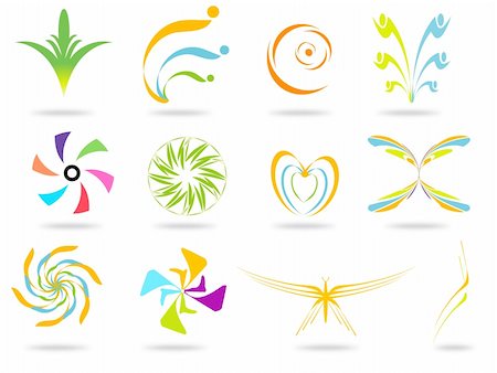 simsearch:400-04752266,k - Floral icon set isolated on white background Stock Photo - Budget Royalty-Free & Subscription, Code: 400-04837484