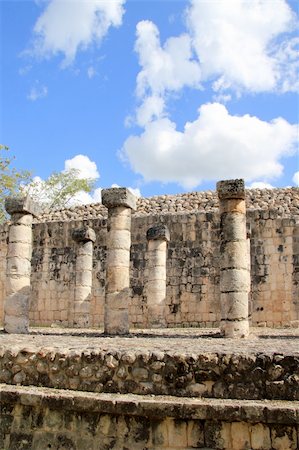 Columns Mayan Chichen Itza Mexico ruins in rows Yucatan Stock Photo - Budget Royalty-Free & Subscription, Code: 400-04837562