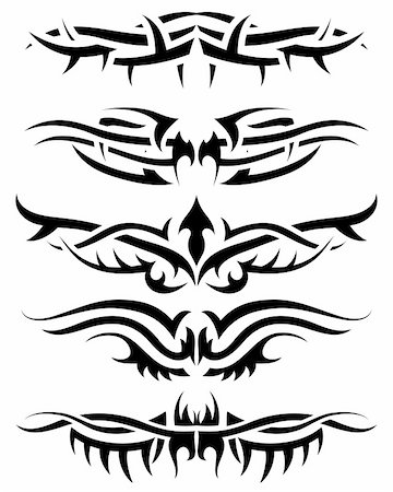Patterns of tribal tattoo for design use. Vector illustration. Stock Photo - Budget Royalty-Free & Subscription, Code: 400-04837735