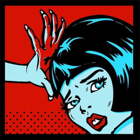 women are fighting comic book style emblem Stock Photo - Budget Royalty-Free & Subscription, Code: 400-04838331