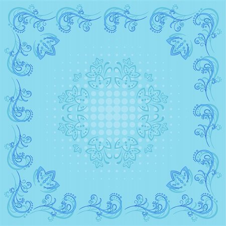 simsearch:400-05287348,k - Abstract blue vector background with a symbolical flower pattern Stock Photo - Budget Royalty-Free & Subscription, Code: 400-04839744