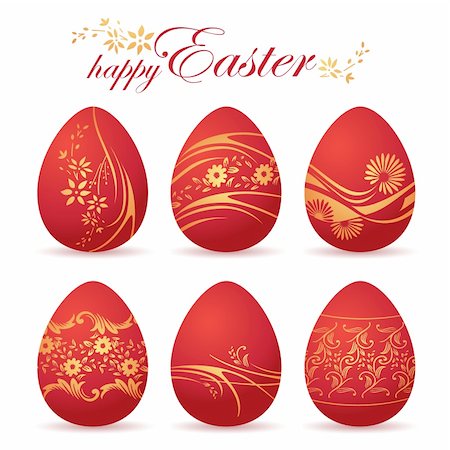 elegant easter pattern - Vector illustration - Elegant Red Eggs for Easter holiday Stock Photo - Budget Royalty-Free & Subscription, Code: 400-04839799
