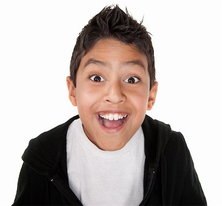 Cute boy with a giant smile on a white background Photographie de stock - Aubaine LD & Abonnement, Code: 400-04831174