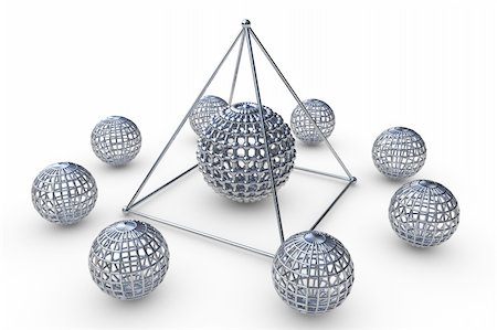 simsearch:400-08413057,k - Molecular structure rendered pyramid in 3D with spheres Stock Photo - Budget Royalty-Free & Subscription, Code: 400-04831737
