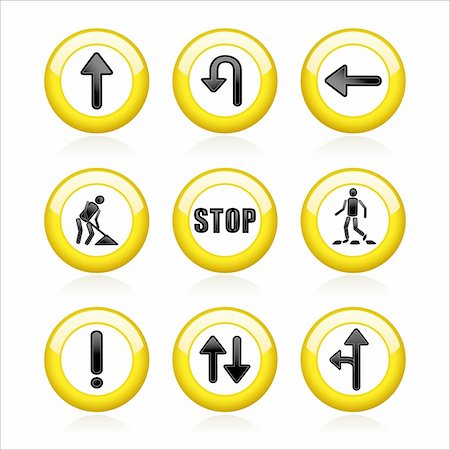 illustration of set traffic signs on isolated white background Stock Photo - Budget Royalty-Free & Subscription, Code: 400-04831876