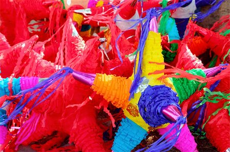 pinatas star shape mexican traditional party colorful celebration Stock Photo - Budget Royalty-Free & Subscription, Code: 400-04833086