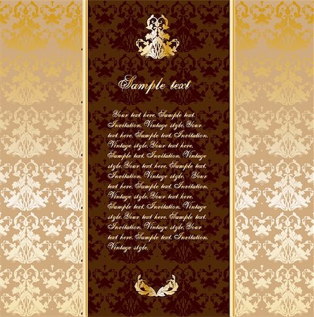 simsearch:400-06076415,k - Vintage gold ornament. Vector brown invitation illustration Stock Photo - Budget Royalty-Free & Subscription, Code: 400-04833255