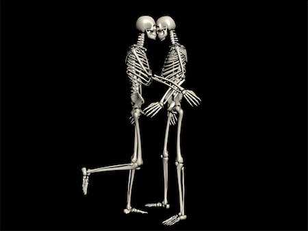 dead female body - 3D rendering of a couple of skeletons kissing Stock Photo - Budget Royalty-Free & Subscription, Code: 400-04833588