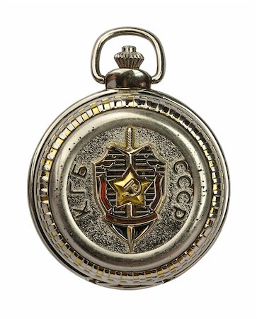 simsearch:600-01551669,k - Russian USSR KGB secret police old pocket watch, clock Stock Photo - Budget Royalty-Free & Subscription, Code: 400-04844229