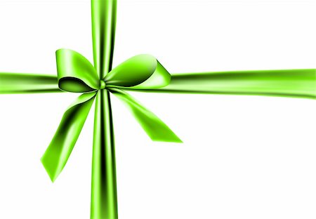 A green ribbon with a knot isolated on white Stock Photo - Budget Royalty-Free & Subscription, Code: 400-04844243