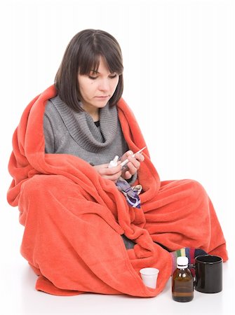 simsearch:400-05716904,k - young adult sick woman. over white background Stock Photo - Budget Royalty-Free & Subscription, Code: 400-04845595