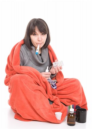 simsearch:400-05716904,k - young adult sick woman. over white background Stock Photo - Budget Royalty-Free & Subscription, Code: 400-04845596