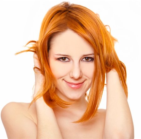 Beautiful girl in white. Studio shot. Stock Photo - Budget Royalty-Free & Subscription, Code: 400-04845702