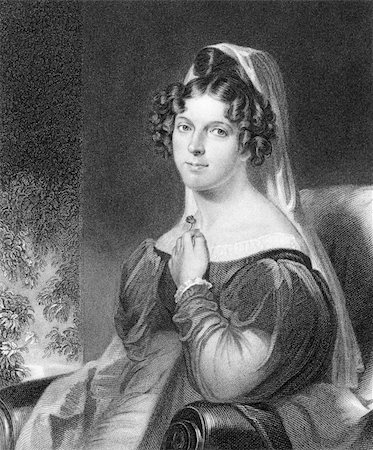 simsearch:400-05228888,k - Felicia Hemans (1793-1835) on engraving from 1820. English poet. Engraved by W.Holl after a painting by W.E.West. Stock Photo - Budget Royalty-Free & Subscription, Code: 400-04845805