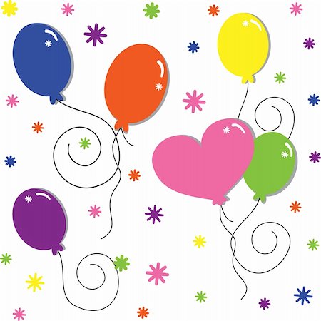 flying hearts clip art - Colorful birthday party balloons and confetti Stock Photo - Budget Royalty-Free & Subscription, Code: 400-04846013