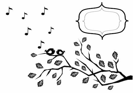 vector illustration of a card with love birds, musical notes and space for your text Foto de stock - Super Valor sin royalties y Suscripción, Código: 400-04846721