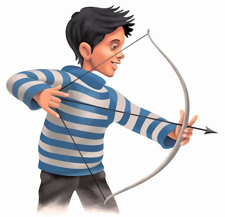 Young Archer with a bow and arrow Stock Photo - Budget Royalty-Free & Subscription, Code: 400-04847095