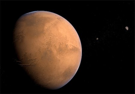 Planet Mars with its Moons Phobos and Deimos. Stock Photo - Budget Royalty-Free & Subscription, Code: 400-04848341