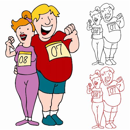 simsearch:400-04647880,k - An image of a overweight couple ready to run a race to lose weight. Stock Photo - Budget Royalty-Free & Subscription, Code: 400-04849379