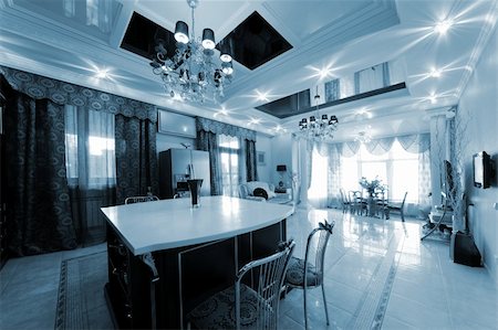 designs for decoration of pillars - nice big table in a modern apartment Stock Photo - Budget Royalty-Free & Subscription, Code: 400-04840419