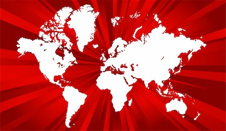 simsearch:400-04374471,k - Red world map background. Vector illustration, isolated on a white. Stock Photo - Budget Royalty-Free & Subscription, Code: 400-04841392