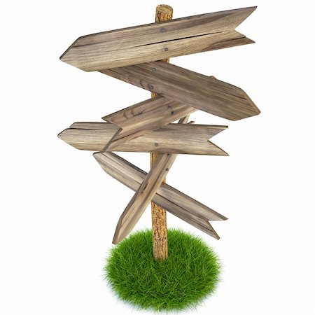 simsearch:400-04229535,k - old wooden arrow on the grass isolated on white including clipping path Photographie de stock - Aubaine LD & Abonnement, Code: 400-04841565