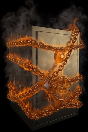 simsearch:400-05913816,k - golden safe in chains with a lock in the flames. isolated on black. Stock Photo - Budget Royalty-Free & Subscription, Code: 400-04841577
