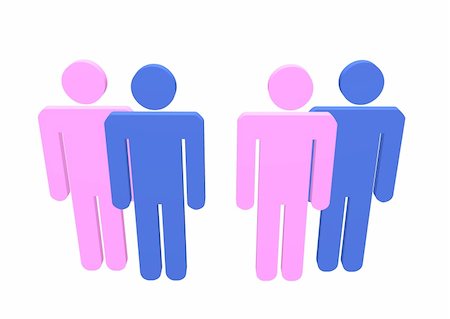 Illustration of two couples. The dominant sex are standing at the front. Stock Photo - Budget Royalty-Free & Subscription, Code: 400-04842261