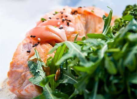 grilled salmon - french cuisine dish with fresh salad Stock Photo - Budget Royalty-Free & Subscription, Code: 400-04854161