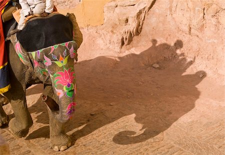 Decorated elephant transporting tourists to Amber Fort, Jaipur, Rajasthan, India. Stock Photo - Budget Royalty-Free & Subscription, Code: 400-04856384