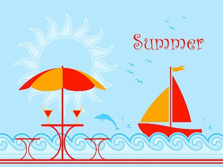 simsearch:400-05944023,k - vector background with summer scene on the beach, Adobe Illustrator 8 format Stock Photo - Budget Royalty-Free & Subscription, Code: 400-04858485