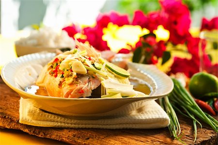 red snapper - Thai food - Red snapper with garlic, chili, lemon grass and lemon Stock Photo - Budget Royalty-Free & Subscription, Code: 400-04858717