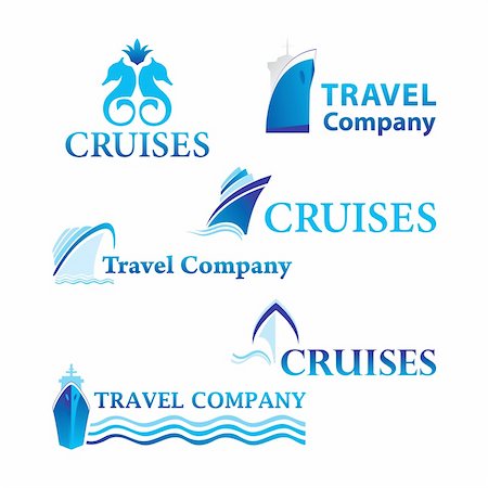 Travel and Cruises. Set of corporate vector logo templates. Just place your own brand name. Stock Photo - Budget Royalty-Free & Subscription, Code: 400-04859464