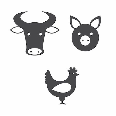 a set of icons representing different kinds of meat Stock Photo - Budget Royalty-Free & Subscription, Code: 400-04859550