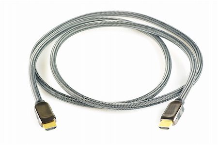 HDMI cable isolated on white background Stock Photo - Budget Royalty-Free & Subscription, Code: 400-04850010