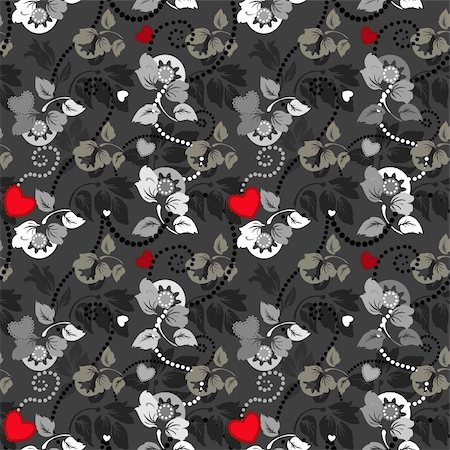 simsearch:400-05735360,k - Seamless pattern for background with hearts and flowers Stock Photo - Budget Royalty-Free & Subscription, Code: 400-04850031
