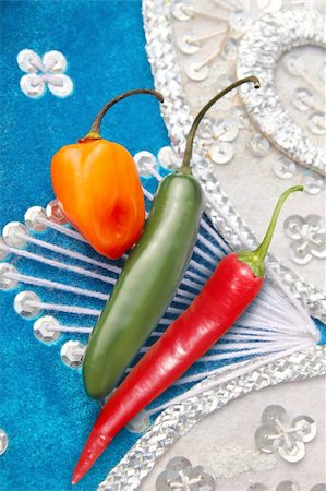 Mexican hot chili peppers in hat red habanero jalapeno serrano Photographie de stock - Aubaine LD & Abonnement, Code: 400-04850713