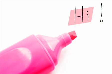 friends hello - The word hi highlighted in pink on a white background Stock Photo - Budget Royalty-Free & Subscription, Code: 400-04850935