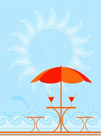 simsearch:400-05944023,k - vector background with beach umbrella and drinks on table, Adobe Illustrator 8 format Stock Photo - Budget Royalty-Free & Subscription, Code: 400-04850968