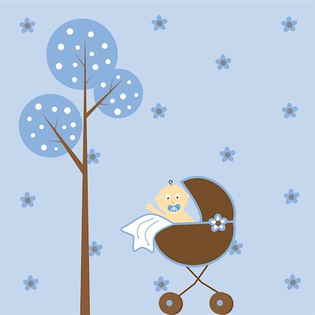 sweet baby cartoon - Cute blue baby boy in stroller Stock Photo - Budget Royalty-Free & Subscription, Code: 400-04851051