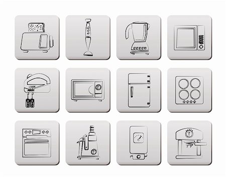 simsearch:400-04790475,k - Kitchen and home equipment icons - vector icon set Stock Photo - Budget Royalty-Free & Subscription, Code: 400-04852132