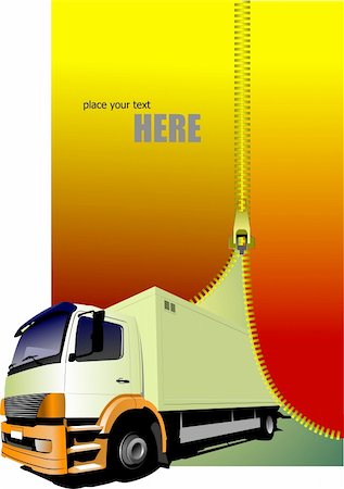 semi car transporter - Zipper open small yellow truck. Lorry. Vector illustration Stock Photo - Budget Royalty-Free & Subscription, Code: 400-04852859