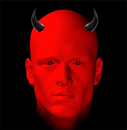scary cartoon faces - Red devil on black background. Digital 3d illustration. Stock Photo - Budget Royalty-Free & Subscription, Code: 400-04853490