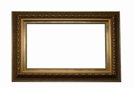 rustic wooden picture frames - Picture gold frame with a decorative pattern on a white Stock Photo - Budget Royalty-Free & Subscription, Code: 400-04864117