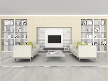 3d rendering interior of the modern room,  brown wall and white sofas Stock Photo - Budget Royalty-Free & Subscription, Code: 400-04864256
