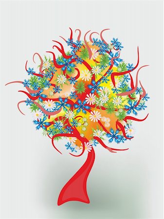 The floral vector illustration of fantastic tree. Stock Photo - Budget Royalty-Free & Subscription, Code: 400-04864302